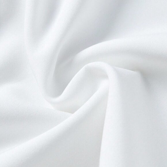 White Casual Women's Solid Color Ruffle Trim Decor Button Front Blouse - Picture 5 of 5